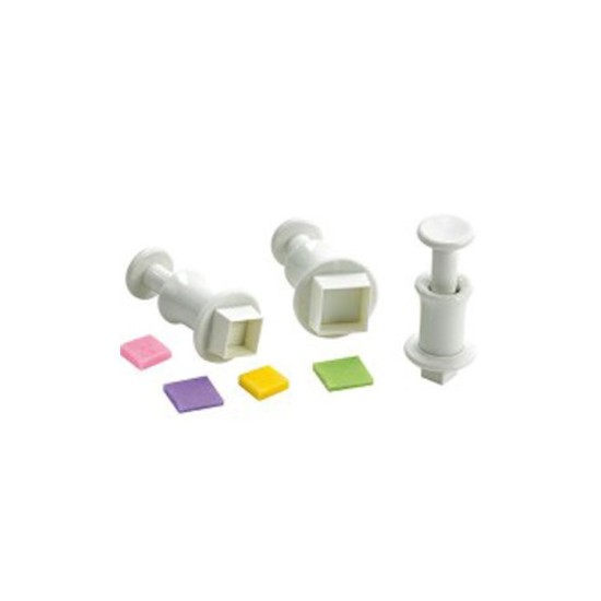 3 Quadrat Formen Kleine Ausstecher mit Auswerfer - CSL055 - Mytortenland